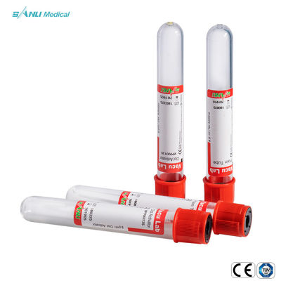 Tubo de ensayo rojo 13*75/13*100*16*100 de la sangre del vacío del activador estéril disponible del coágulo