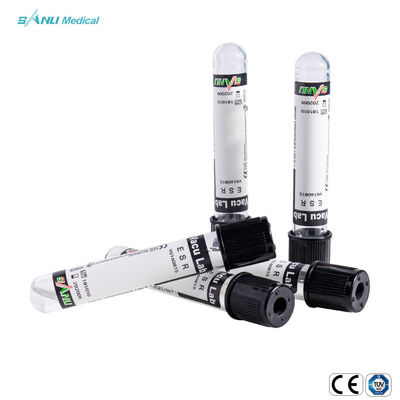 Tubo negro del ESR de la colección de la sangre del citrato de sodio del top PE picosegundo 3,8% disponible