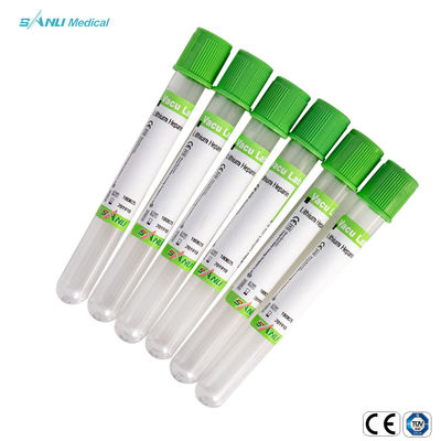 Tubo de cristal disponible del verde de la heparina 2ml del litio para el drenaje de la sangre