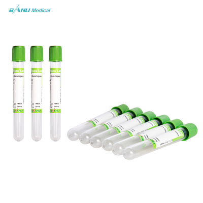 Tubo verde de heparina de litio de vidrio desechable para extracción de sangre