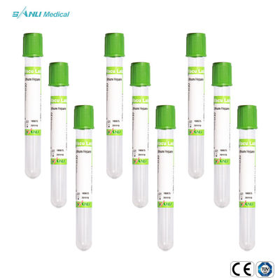 Top verde de los tubos de la colección de la sangre del vidrio de la heparina del litio para las pruebas de la bioquímica