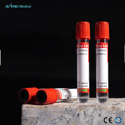 Los tubos de cristal superiores rojos de la colección de la sangre 3ml limpian el tubo del activador con la aspiradora del coágulo