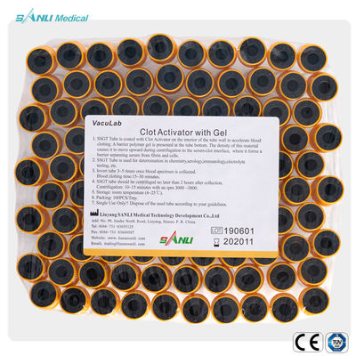 Colección disponible de la sangre del activador del coágulo del ANIMAL DOMÉSTICO con el gel 13x100m m