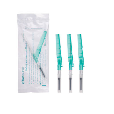 Aguja azul 21G de la colección de la sangre de la seguridad 3/4 pulgada con la cámara del retroceso