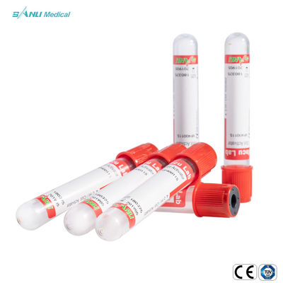Ce rojo estéril del tubo de ensayo de la sangre del vacío de 13x100m m IVD aprobado con el activador del coágulo