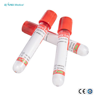 Ce rojo estéril del tubo de ensayo de la sangre del vacío de 13x100m m IVD aprobado con el activador del coágulo